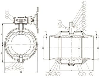 стандартнопроходных шаровых кранов под приварку Ду200-Ду1400 (Ру25)